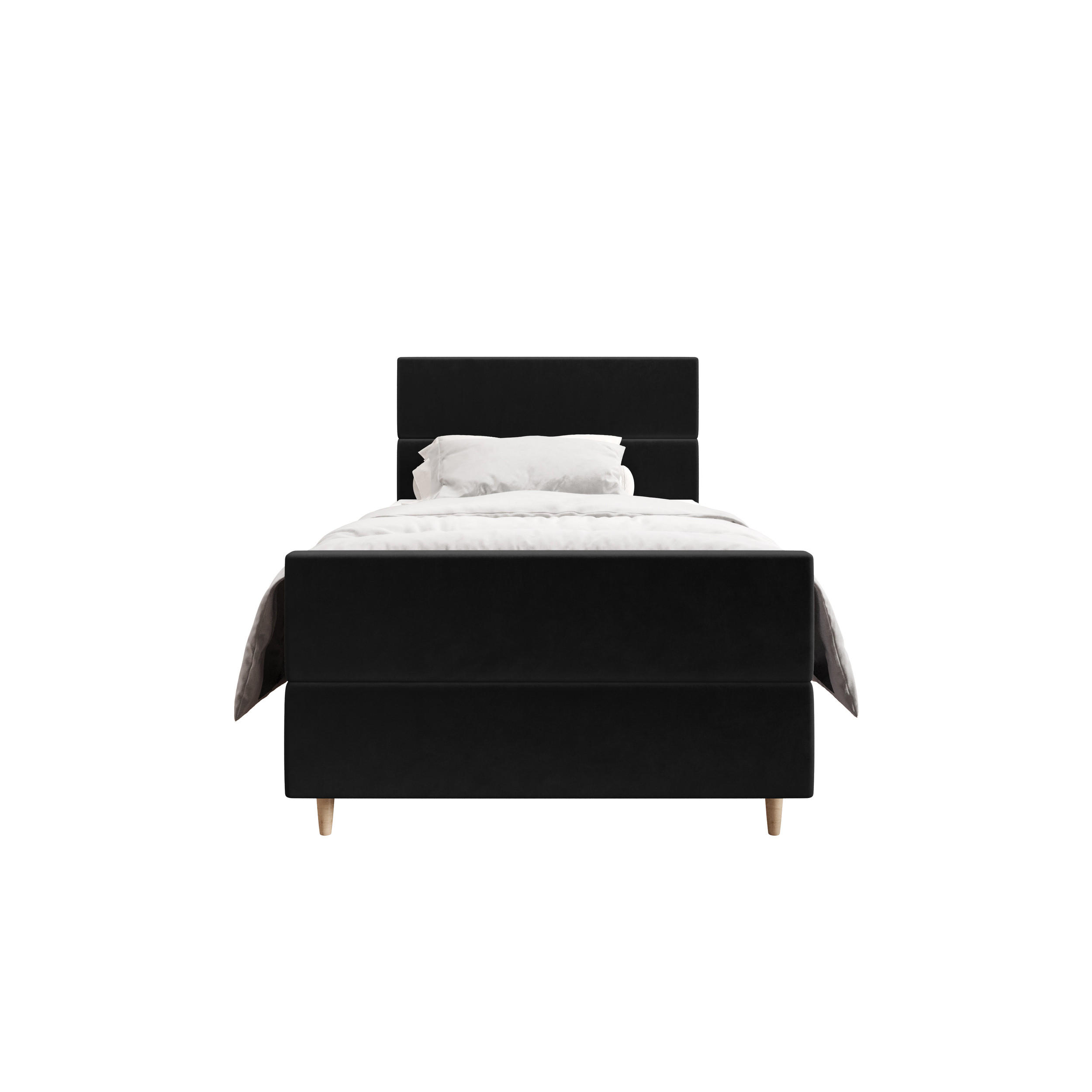 BOXBETT FLO PLUS 90x200 Itaka 15, mit Matratze H3, Bonell und Topper, Schwarz - Schwarz, Holz/Textil (90/200cm) - Bedante