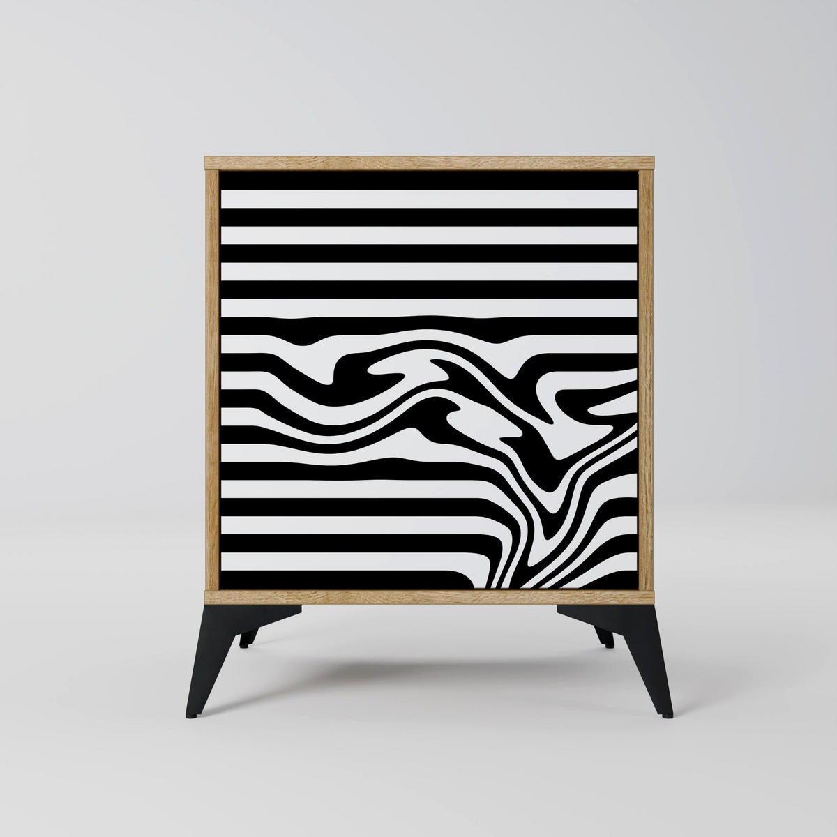 SIDEBOARD SPECTRA SHOWCASE, Eichefarben, 57,5x42x75,5 cm, Goldfarbene Metallfüße - Eichefarben/Goldfarben, Holzwerkstoff/Metall (57.5/75.5/42cm) - SpaceRebels