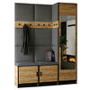GARDEROBE ROJ 20 - 159,6x205x39cm Eiche Craft Gold + Stoff Grau - Honigeiche/Grau, Holzwerkstoff (159.6/205/39cm) - Kier Furniture