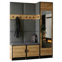 GARDEROBE ROJ 20 - 159,6x205x39cm Eiche Craft Gold + Stoff Grau - Honigeiche/Grau, Holzwerkstoff (159.6/205/39cm) - Kier Furniture