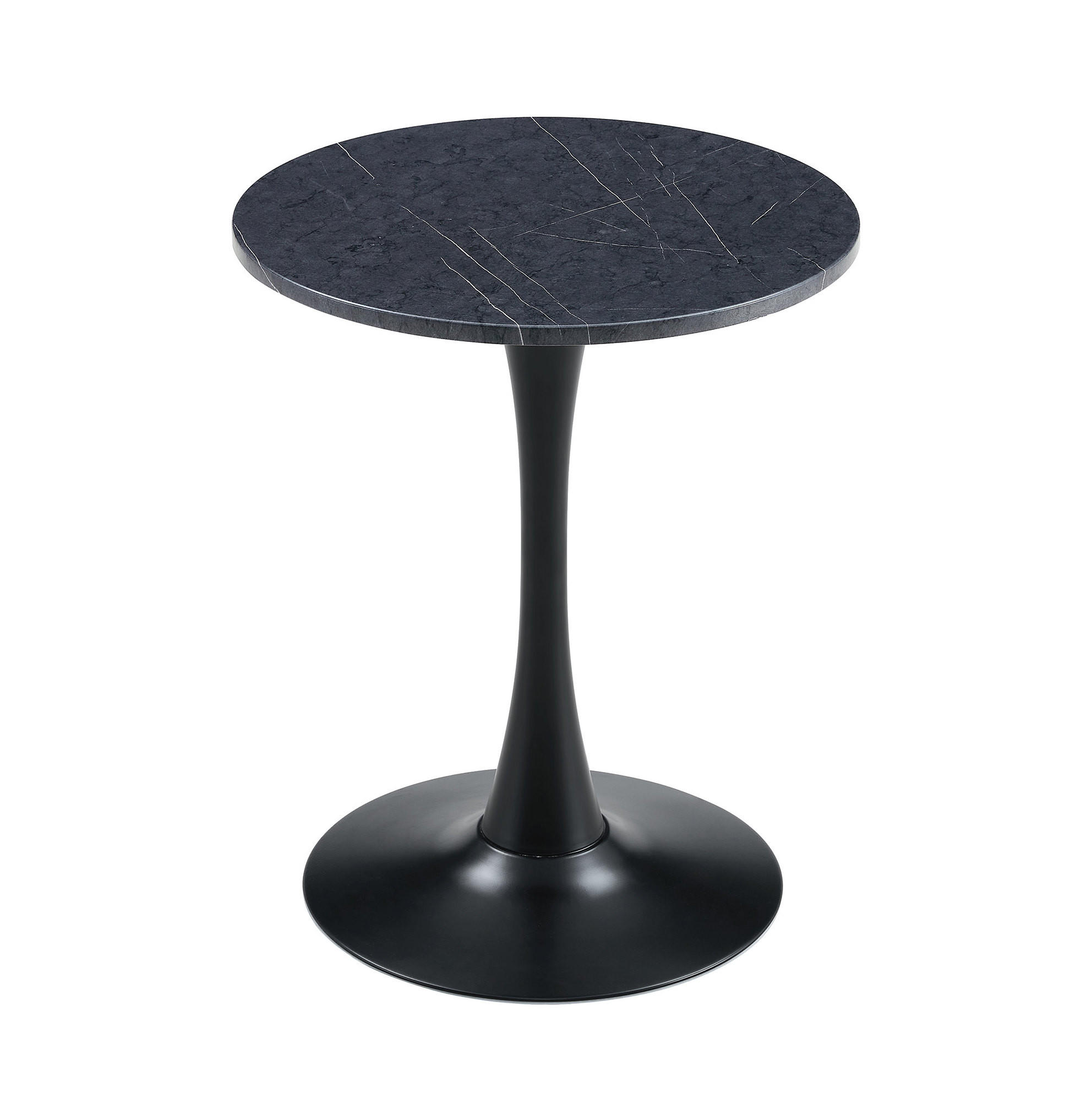 BEISTELLTISCH aus MDF und Metall 60x60x72 cm Schwarz mit Marmor-Optik und thermoformierter Tischplatte - Schwarz, Holzwerkstoff (60/60/72cm) - Modfu