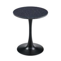 BEISTELLTISCH aus MDF und Metall 60x60x72 cm Schwarz mit Marmor-Optik und thermoformierter Tischplatte - Schwarz, Holzwerkstoff (60/60/72cm) - Modfu
