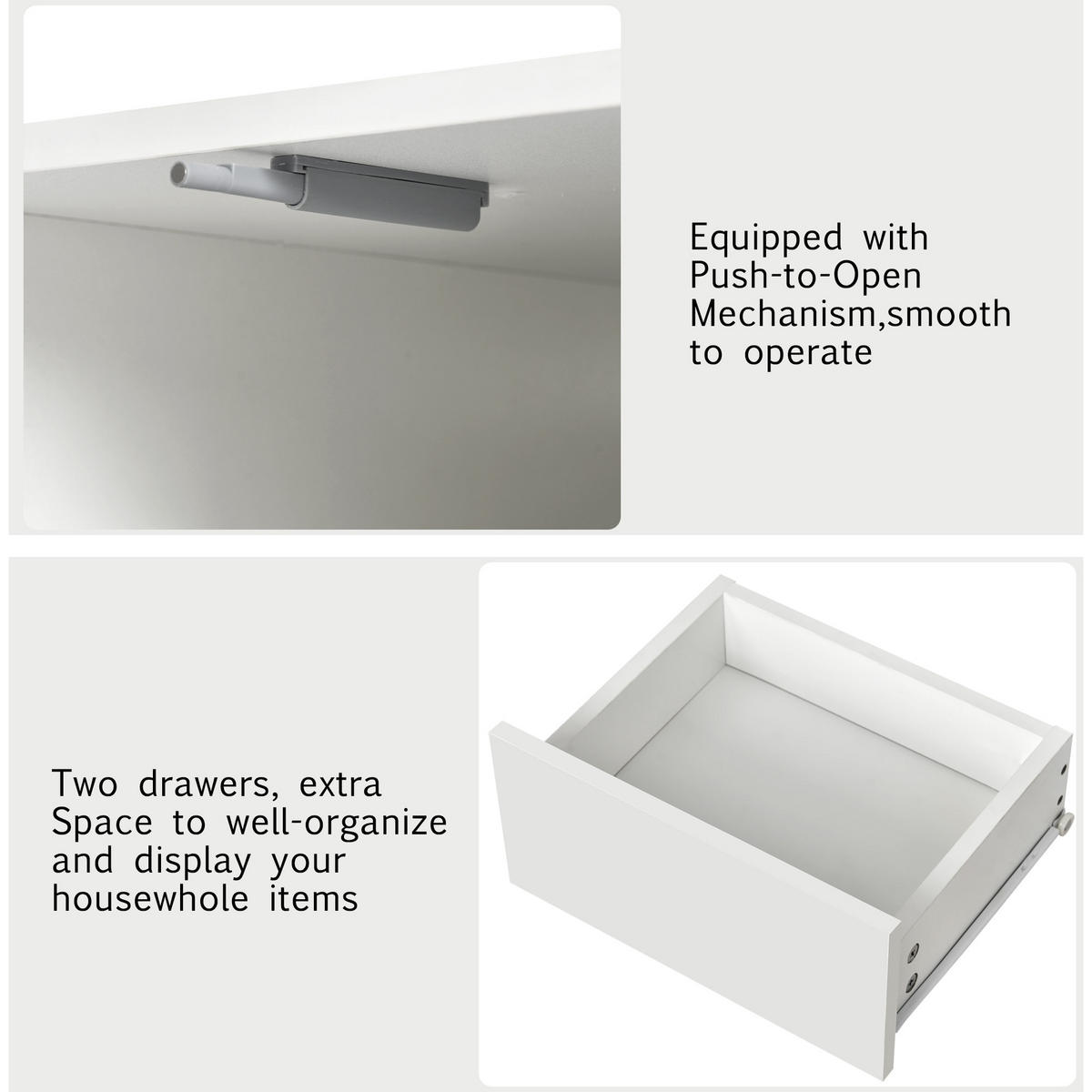 COUCHTISCH DE-178 Modern Weiß mit 2 Schubladen - Weiß, Holzwerkstoff (60/100/36cm)