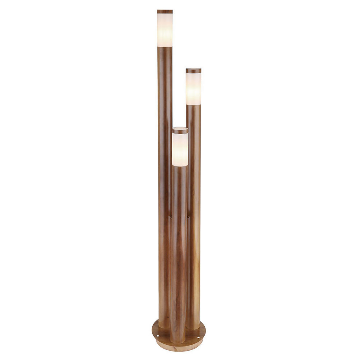 LED STEHLEUCHTE Edelstahl Braun Holzoptik - Braun, Kunststoff/Metall (28/28/170cm) - Globo Lighting