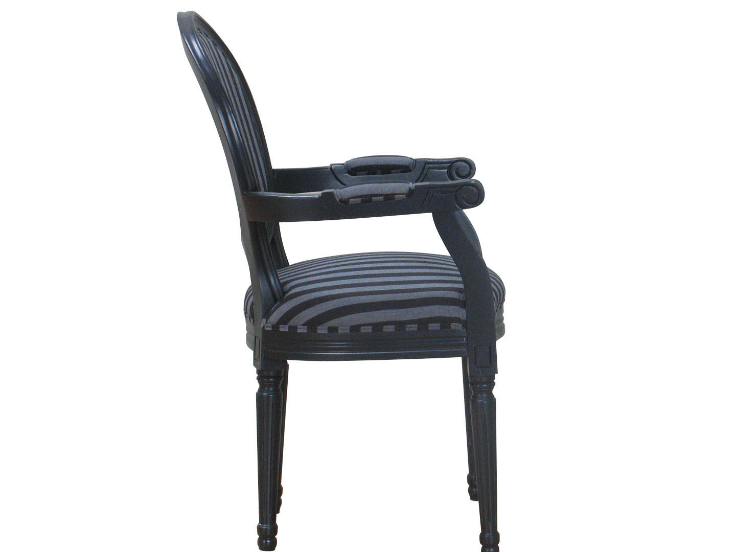 ARMLEHNSTUHL antik schwarz, Stoff schwarz gestreift - Schwarz, Holz/Textil (54/93/47cm) - ebuy24