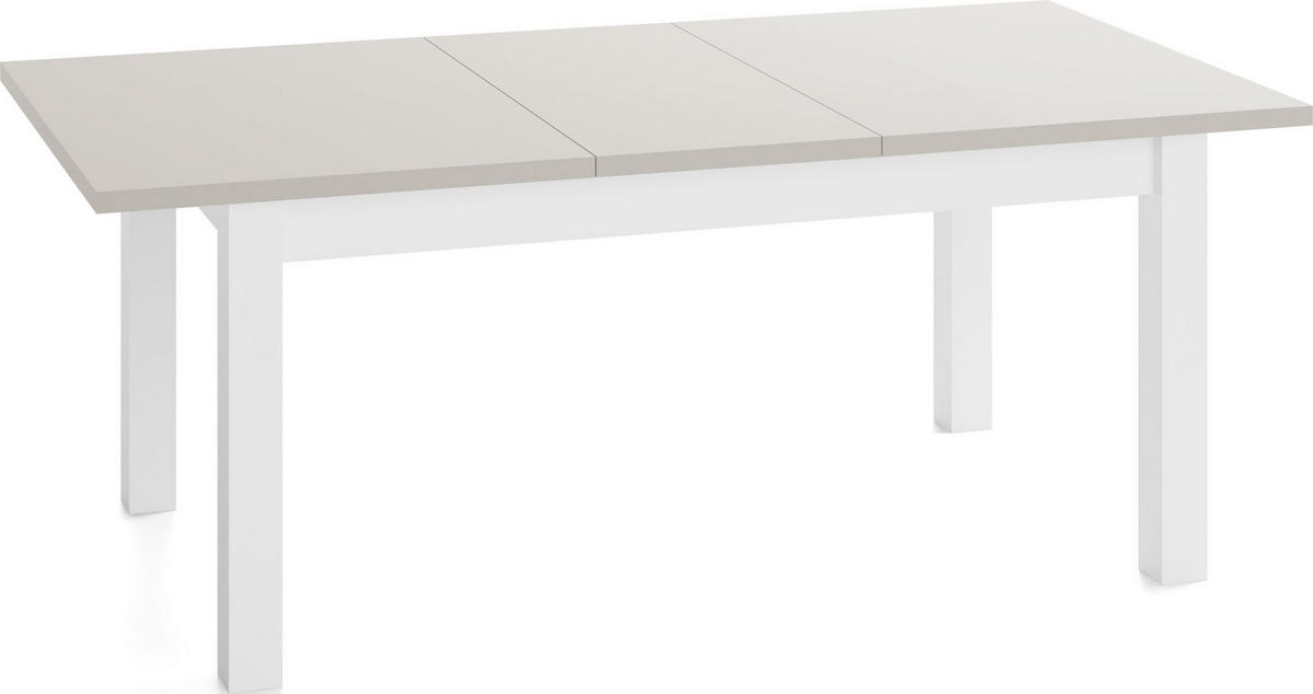 ESSTISCH Lindberg Weiß ausziehbar verlängerbar rechteckig, Kaschmir 150-190/90/77 cm - Kaschmir/Weiß, Holz/Holzwerkstoff (150/80/77cm) - WFL GROUP