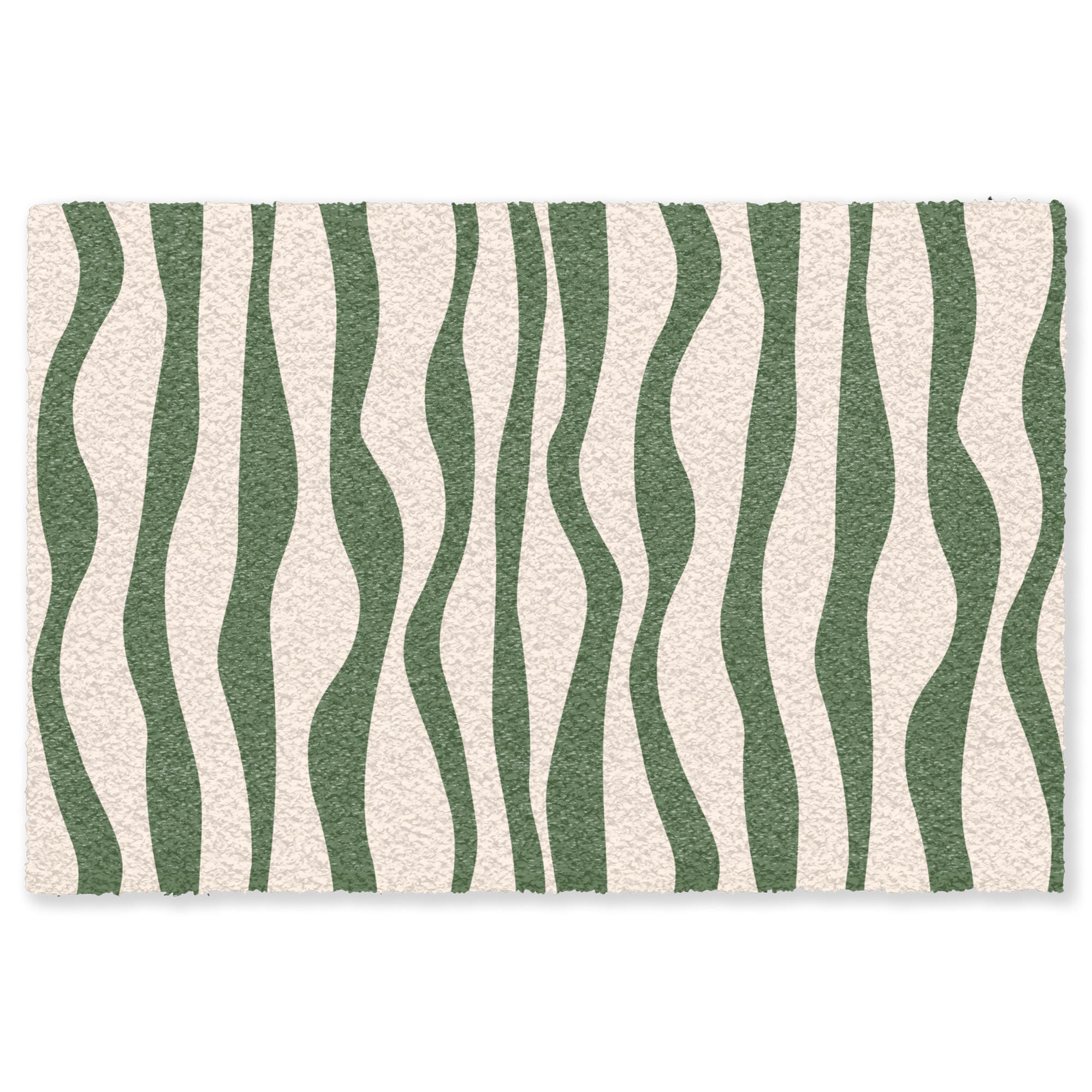 FUSSMATTE Wellenlinien - Beige - Grün - Streifen - Abstrakt Fußabtreter 180x120 cm - Dunkelgrün, Kunststoff (180/120cm) - MuchoWow