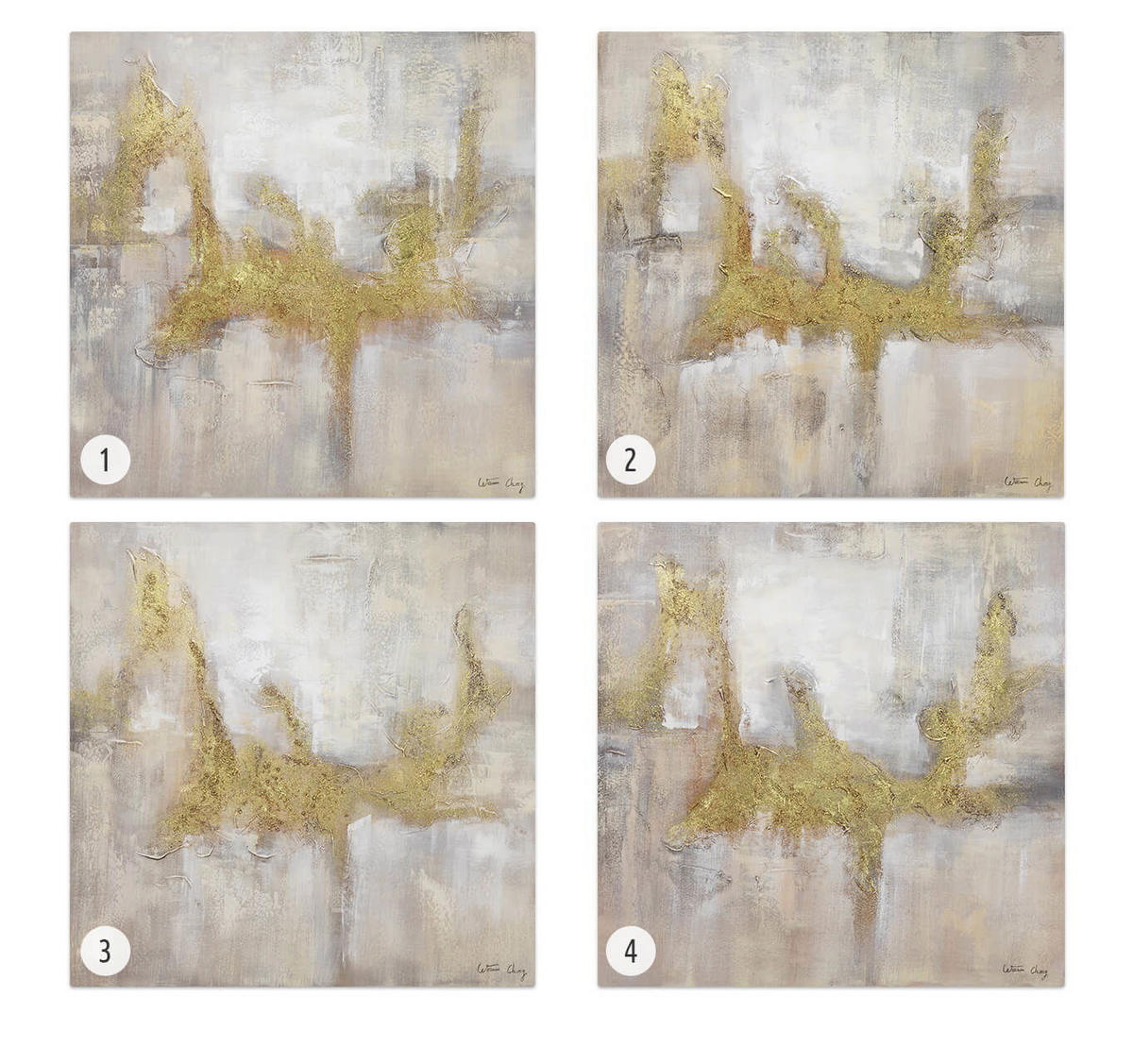 ACRYLBILD HANDGEMALT 80/80 cm - Goldfarben/Grau, Holz/Textil (80/80cm) - KUNSTLOFT