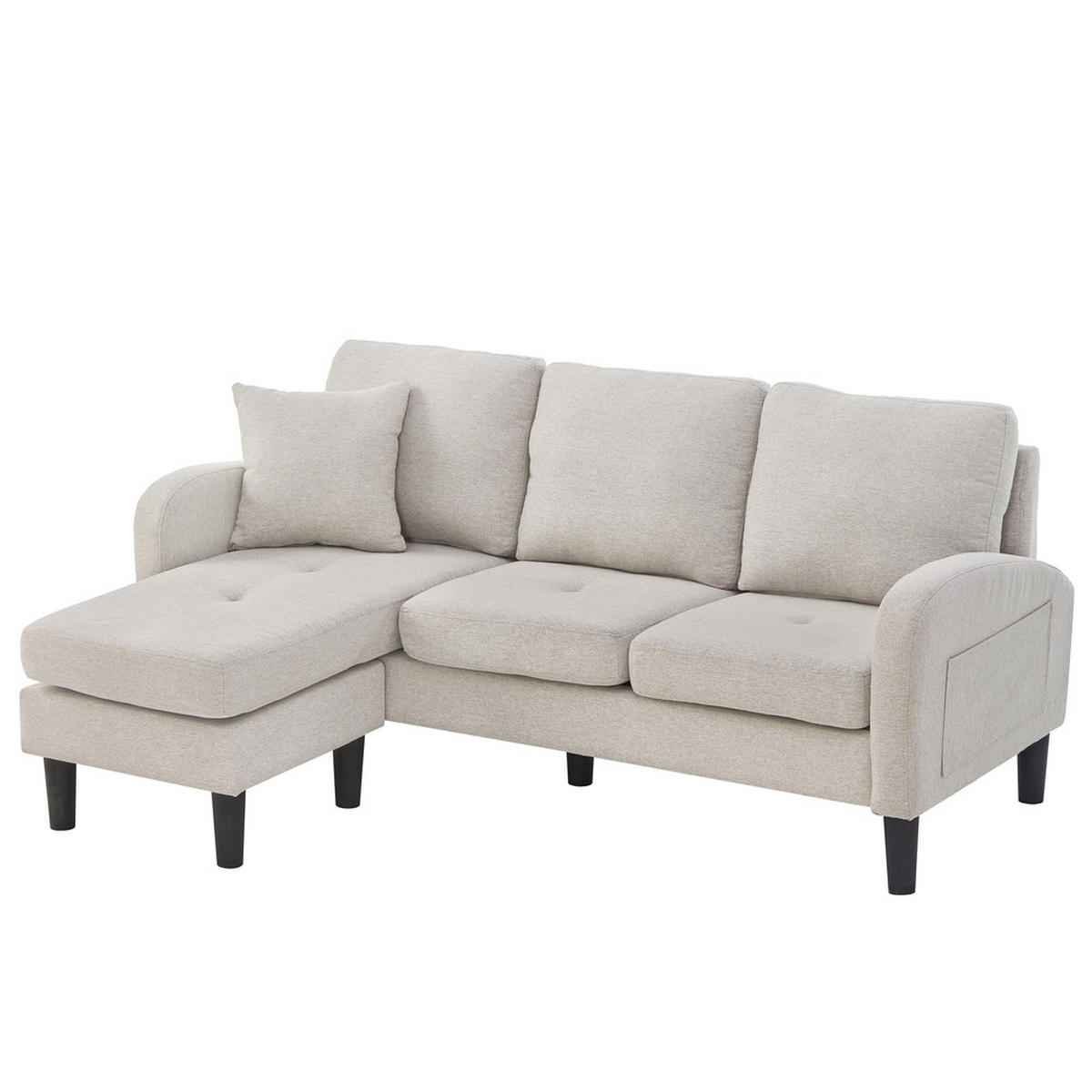 ECKSOFA 166x118x77cm Platzsparend - Hellgrau, Textil (118/166cm) - Raelunyi