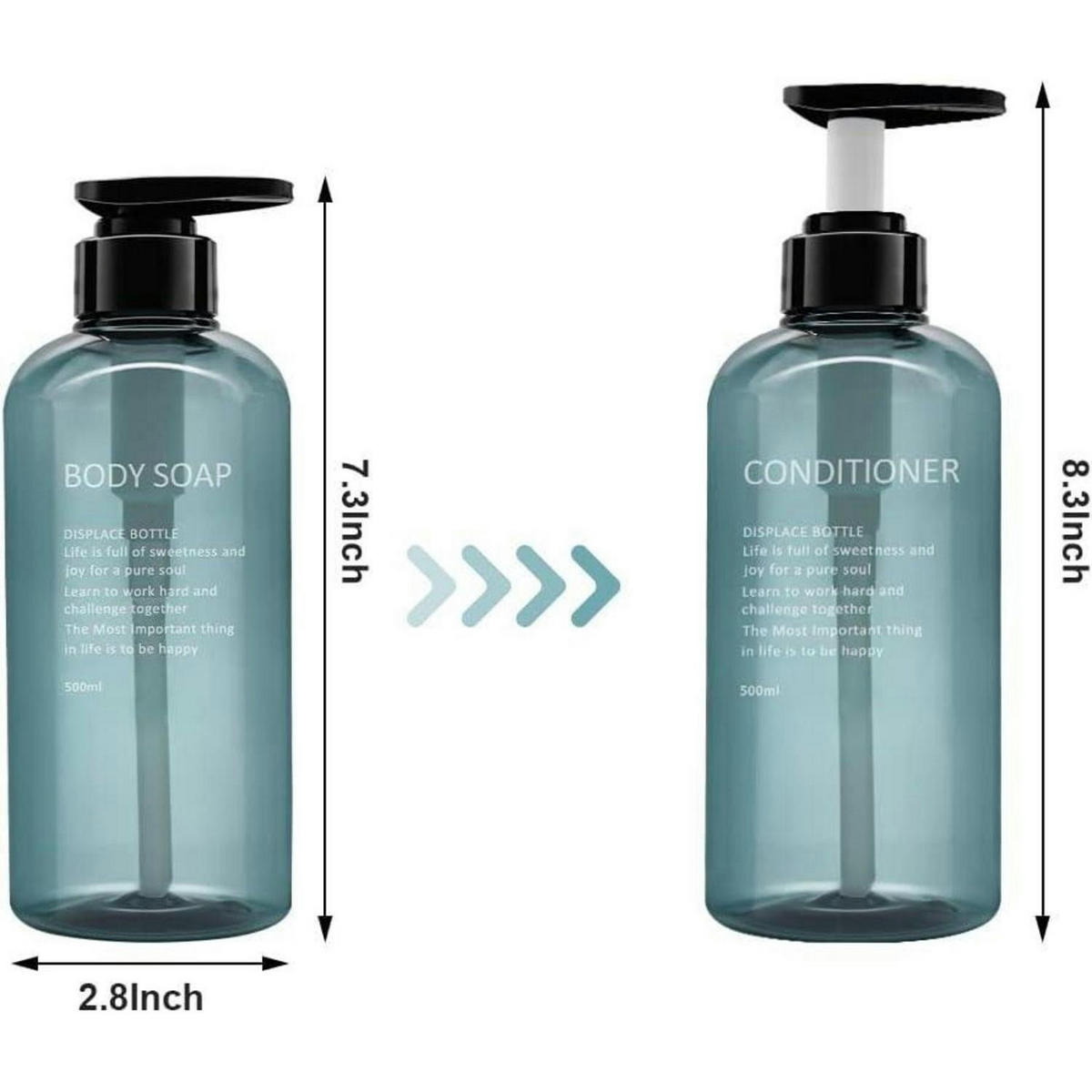 PUMPFLASCHEN-SET 3er-Pack 500ml PET Blau - Blau, Kunststoff (5/5/10cm)