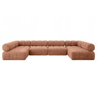 WOHNLANDSCHAFT modulares Sofa Garvo-U2 - 380x190x70 cm Apricot Velours - Koralle, Holzwerkstoff/Textil (380/70/190cm) - ALTDECOR