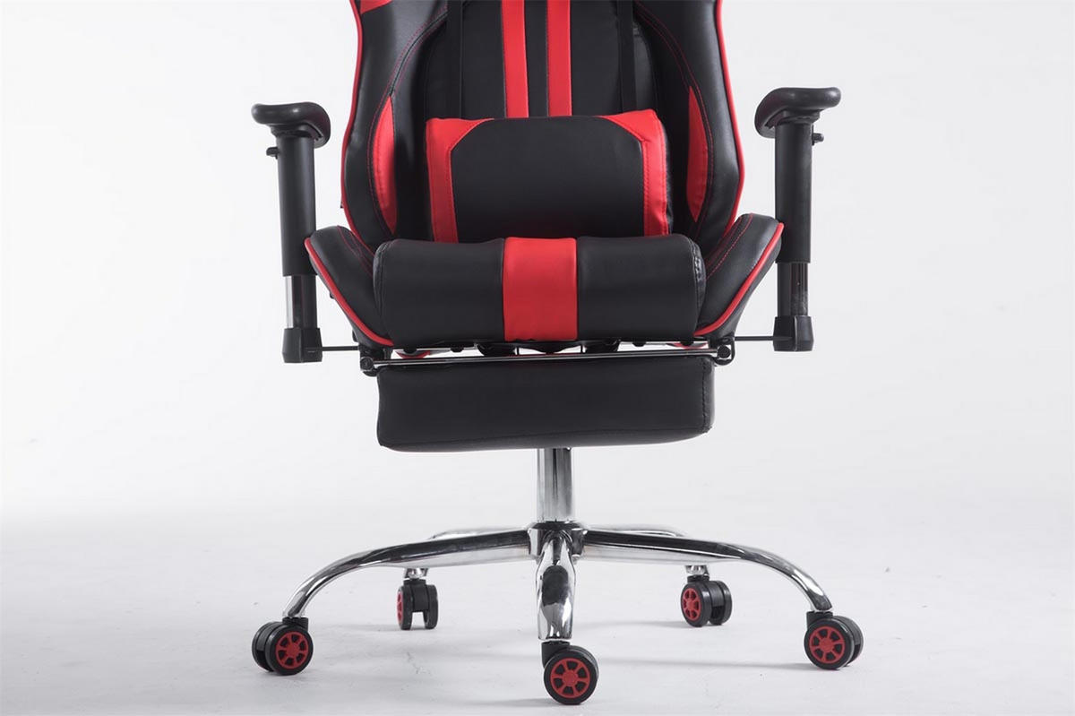 GAMINGSTUHL Limitless-2, Kunstleder mit Fußablage Schwarz/Rot - Rot, Textil/Metall (70/135/58cm) - TPFLiving