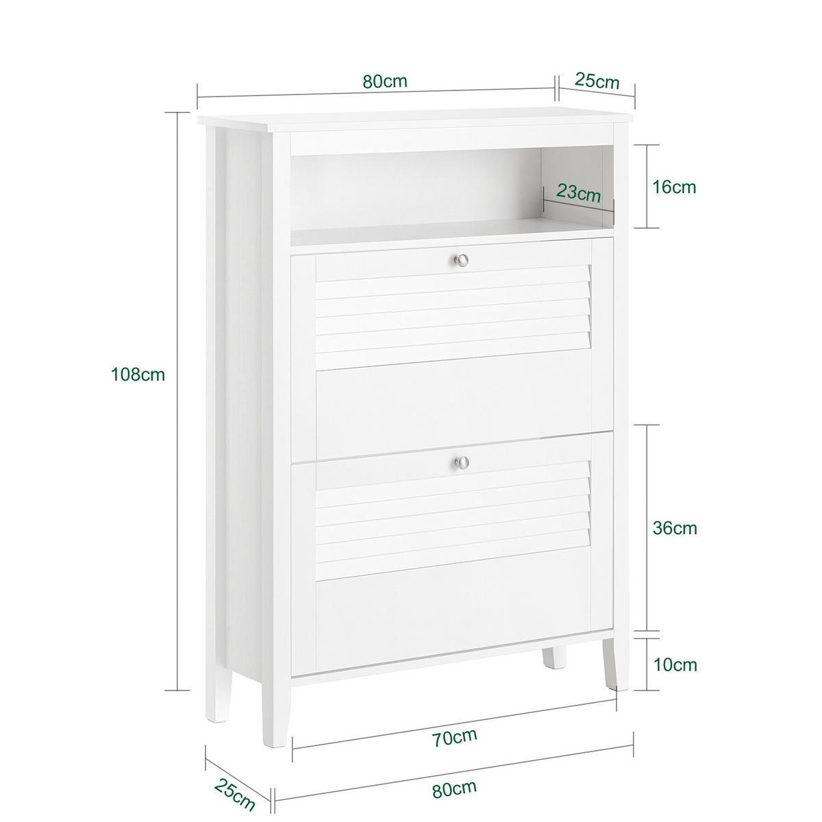 SCHUHSCHRANK Weiß - Weiß, Holzwerkstoff (80/108/25cm) - SoBuy