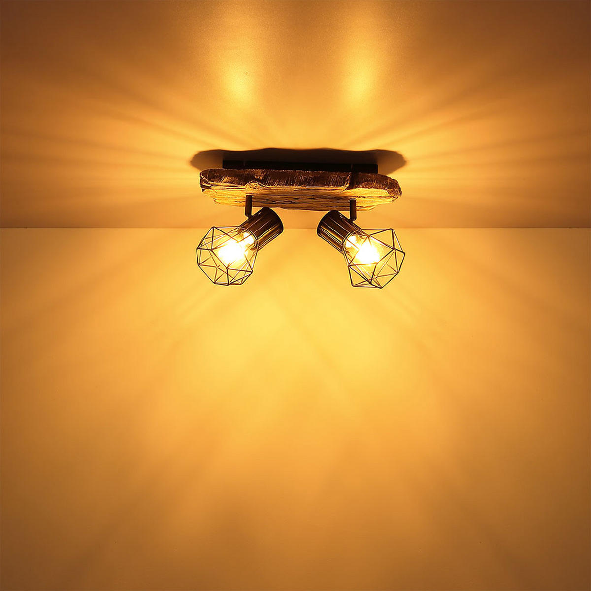 DECKENLEUCHTE Metall Schwarz Holzoptik - Schwarz, Metall (38.5/12/23cm) - Globo Lighting