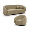 SITZGARNITUR 3+1 Roundi Beige Bouclé - Beige/Schwarz, Holz/Kunststoff (208/76/80cm) - S-Style Möbel
