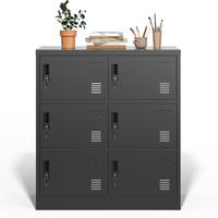 KOMMODE 90/40/100 cm aus Metall mit 6 abschließbaren Fächern Schwarz - Schwarz, Metall (40/100/90cm) - Modenvie