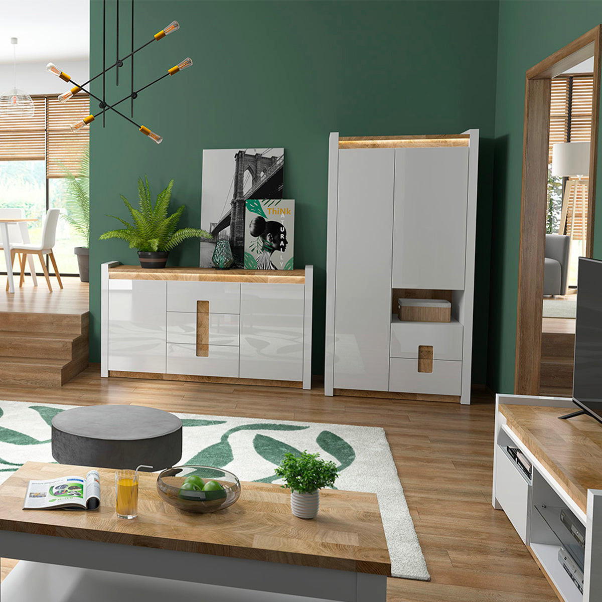SIDEBOARD Helios Weiß und Holz - Weiß, Holzwerkstoff (172/96.5/41cm) - Petits-meubles