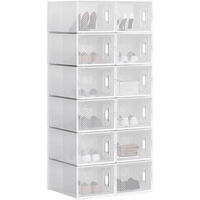 SCHUHBOX 12 St.er Set , Kunststoff - Transparent/Weiß, Kunststoff (50/111.5/35.5cm) - Woltu