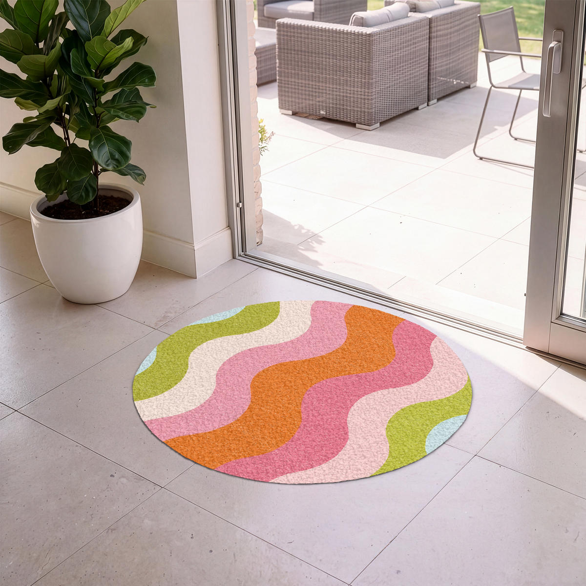 ROHOŽKA Oběžné dráhy - Vlny - Barevné - Vertikální 90x90 cm - různobarevná, textil/umělá hmota (90/0.4cm) - MuchoWow