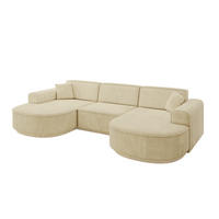 WOHNLANDSCHAFT MARI-U1-v3 - 303x171x83 cm Beige Velours - Beige/Schwarz, Holzwerkstoff/Kunststoff (303/83/171cm) - ALTDECOR