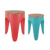 HOCKER Set Double 30/30/40.5 cm - Türkis/Pink, Metall (30/40.5/30cm) - Leitmotiv