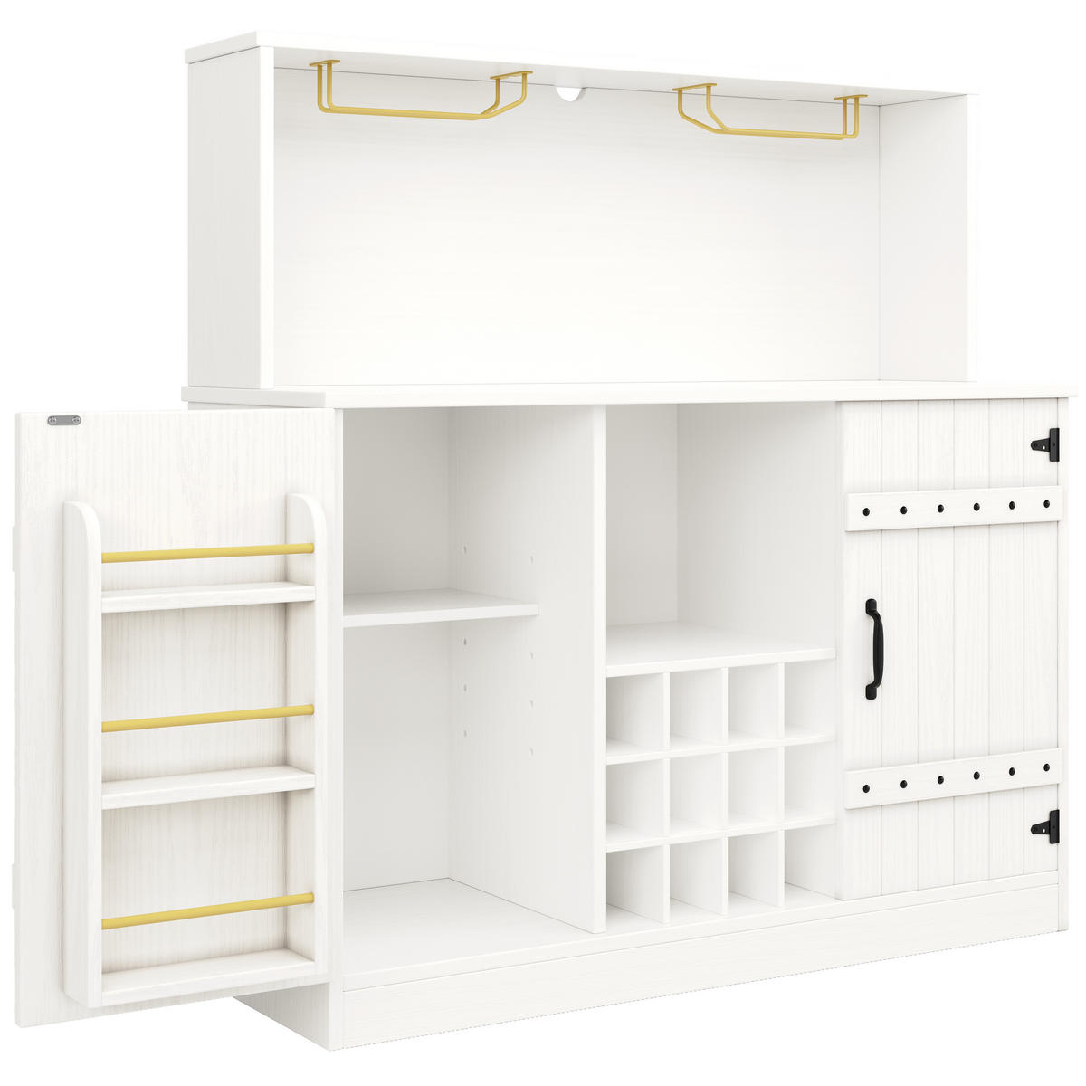 GESCHIRRSCHRANK aus MDF & Metall 120x40x120 cm in Weiß - Weiß, Holzwerkstoff (120/120/40cm) - Modfu