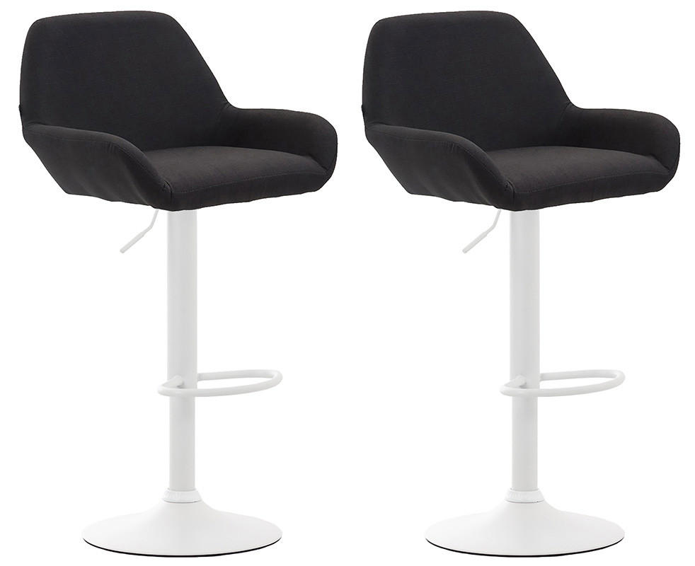 BARHOCKER 2er-Set DUBLIN Schwarz Stoff Weiß - Schwarz, Textil/Metall (51/89/52cm) - DELUKE