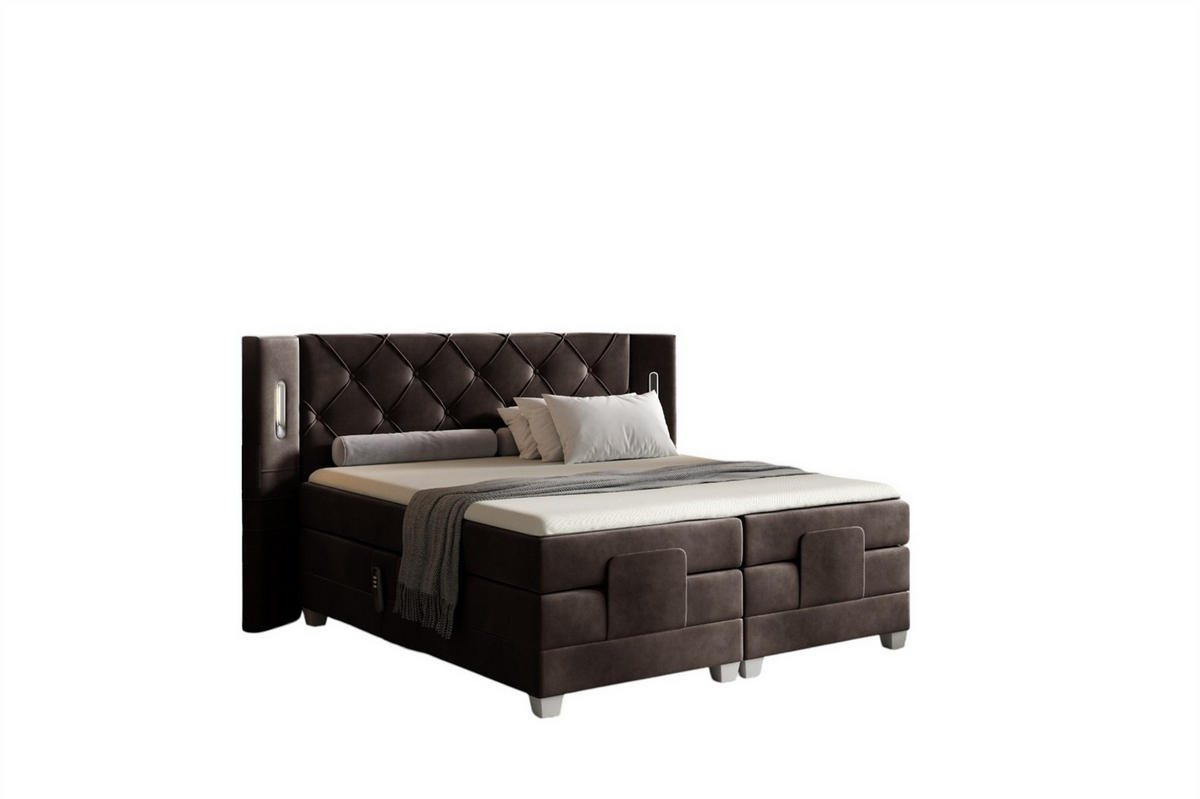 BOXSPRINGBETT Elektrisch Steve - Dunkelbraun, Holzwerkstoff/Textil (180/200cm) - Fun Möbel