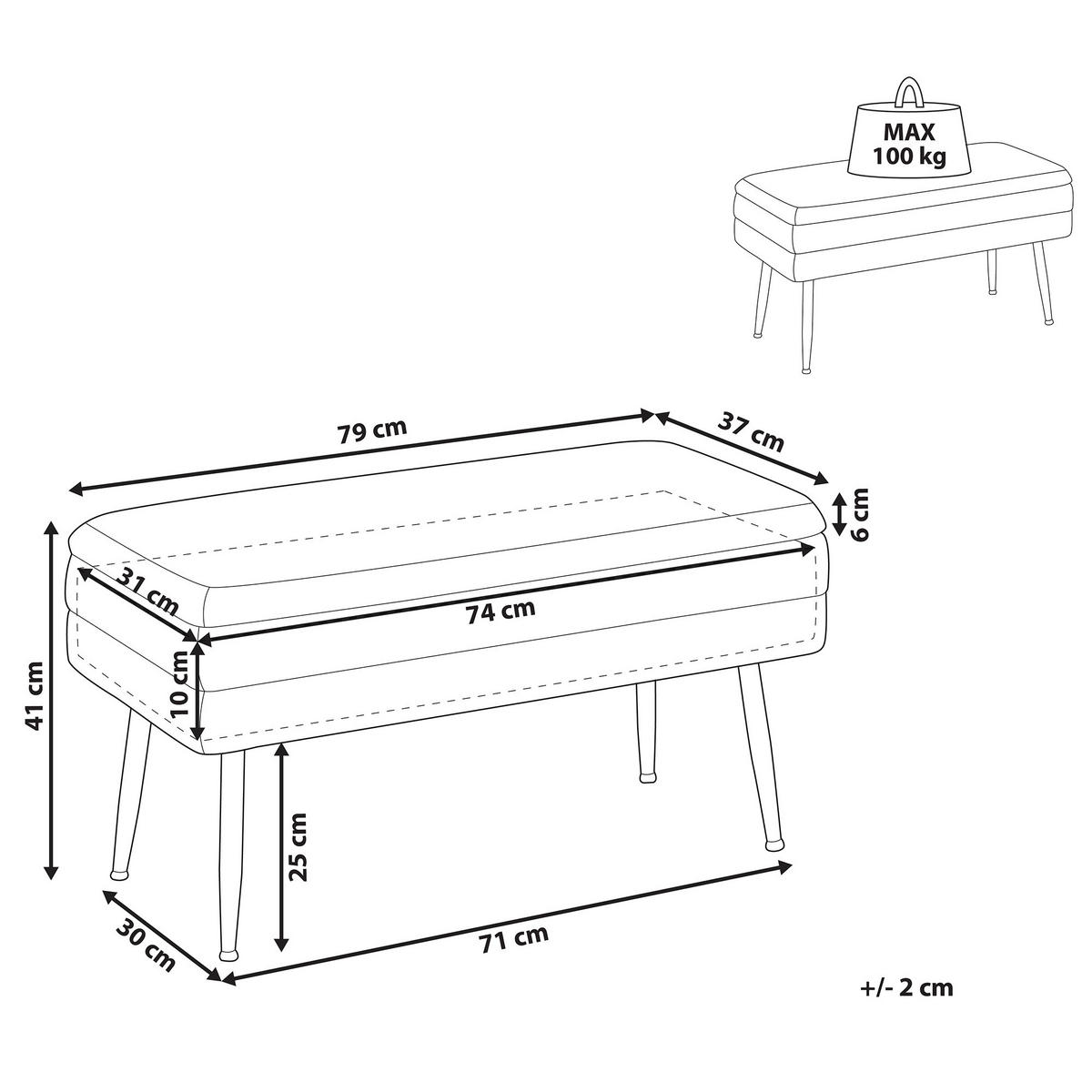 TRUHENBANK Rosa Durham - Pink, Textil (79/43/37cm) - Beliani