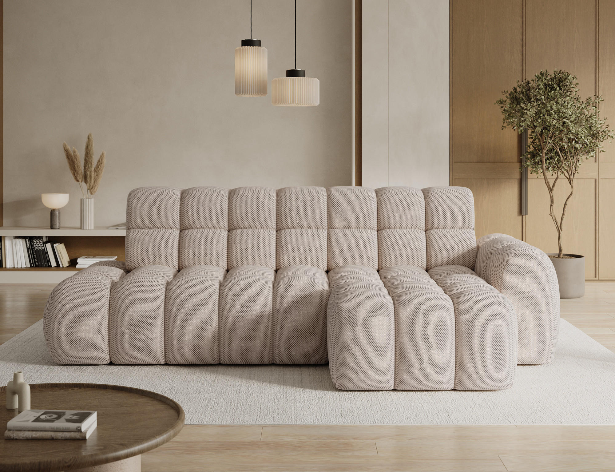 Thumbnail - Möblo Ecksofa, Beige, Holzwerkstoff, 5-Sitzer, 283x165 cm, Wohnzimmer, Sofas & Couches, Wohnlandschaften, Ecksofas