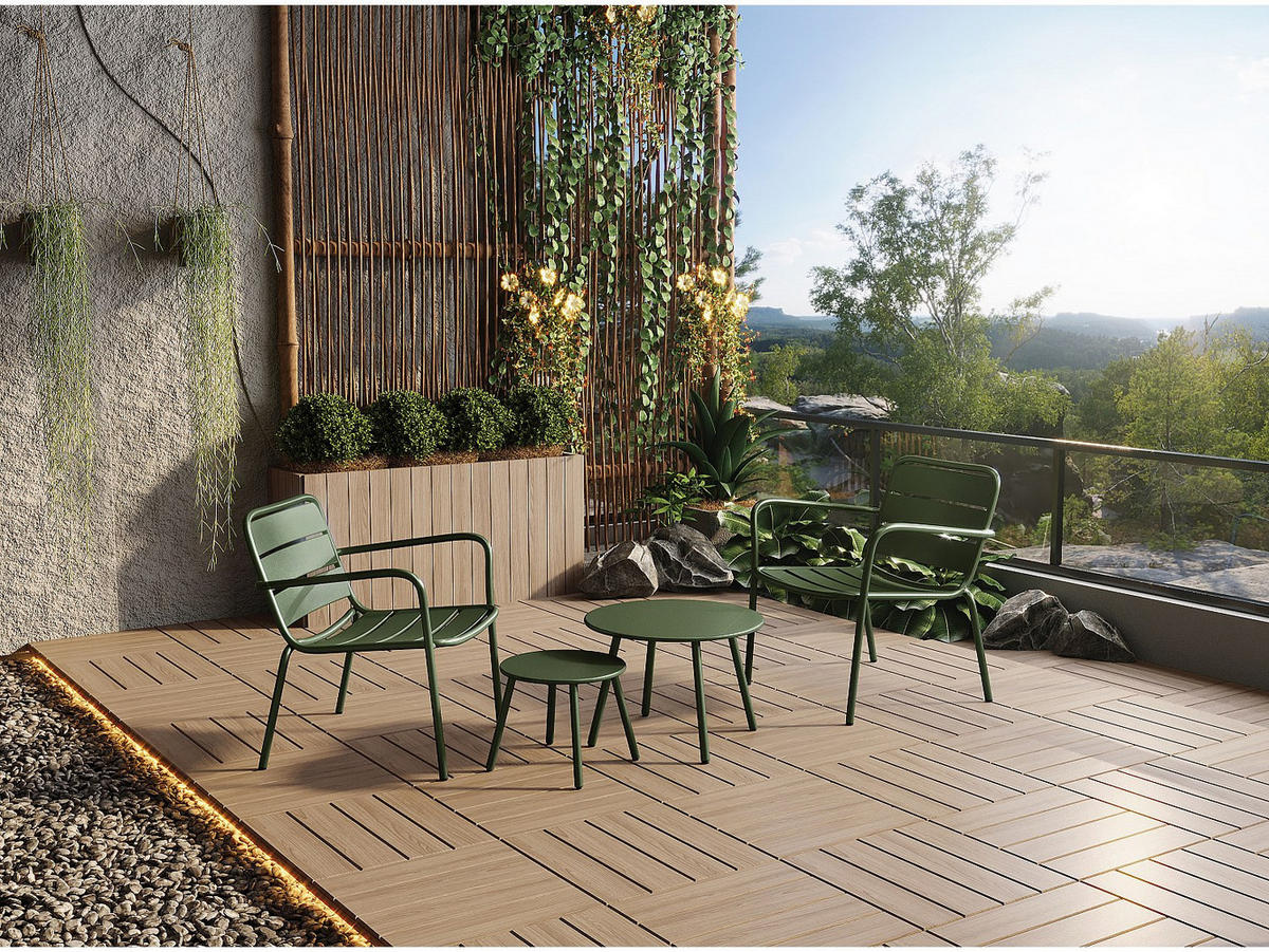 GARTENBEISTELLTISCH 2er-Set - 60 cm x 60 cm - Metall - Khaki - MIRMANDE - Schlammfarben, Metall (60/60/34cm) - Vente-Unique