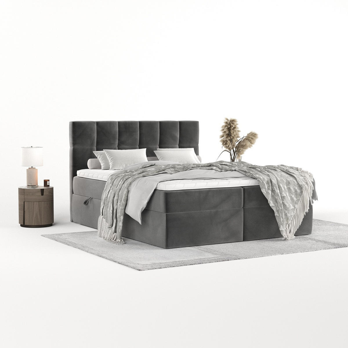 POSTEL BOXSPRING VARENO 180/200 Šedá - šedá/černá, kov/dřevo (180/200cm) - AltaBeds