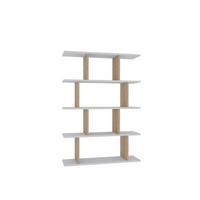 REGAL 4 Ebenen Weiß und Eichenoptik L90 cm – HARMON - Weiß, Holzwerkstoff (25/127.4/90cm) - Calicosy