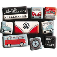MAGNETSET 9-teilig Volkswagen VW Bulli & Beetle Meet The Classics - Multicolor, Metall (9/7/2cm) - Nostalgic-Art