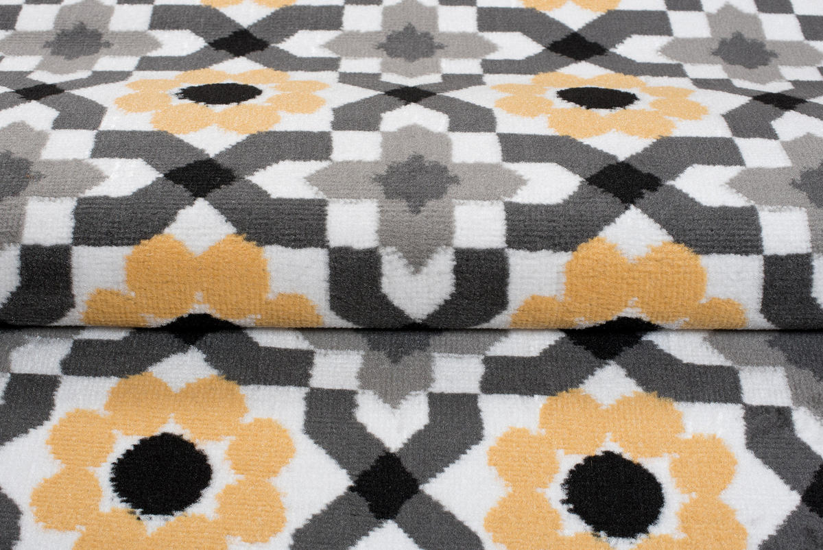 TEPPICH MAYA Gelb Floral Mosaik Geometrisch 200/300 cm - Gelb, Textil (200/300cm) - Tapiso