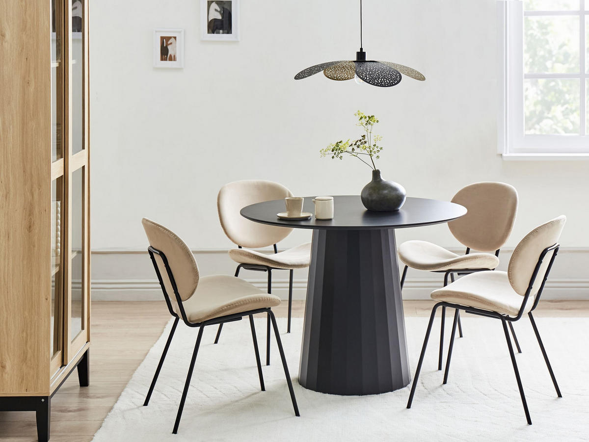 JÍDELNÍ STŮL Černý 100/100 cm Kov Plato - černá, kov (100/100/75cm) - Beliani