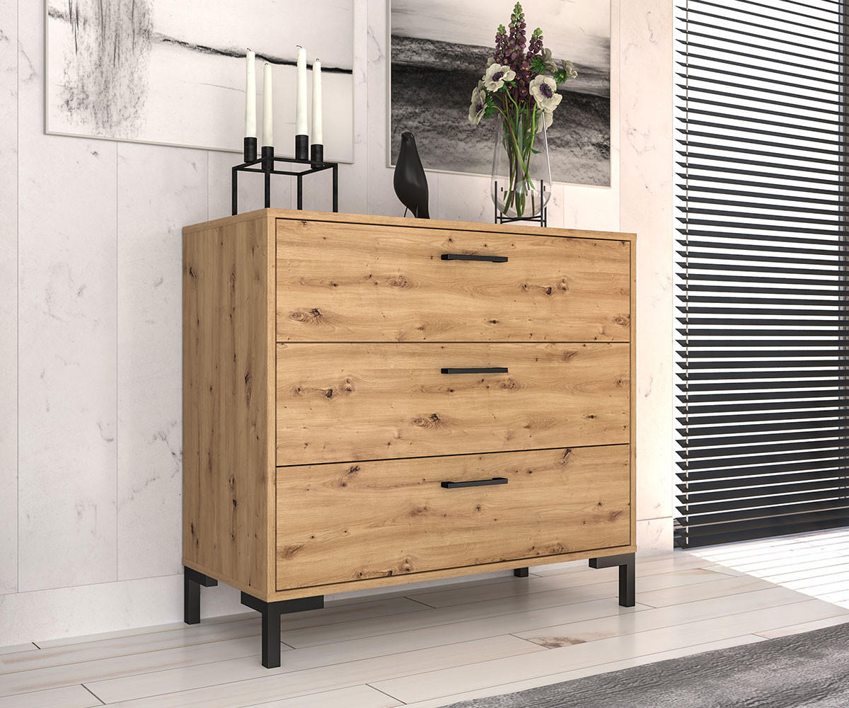 KOMMODE Nevio Artisan Eiche 92 / 41 / 83cm - Braun, Holz/Holzwerkstoff (92/83/41cm) - Feldmann-Wohnen