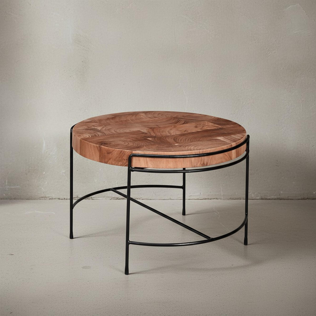 COUCHTISCH Industrial, Akazienholz Mattschwarz Metallgestell, 62x40x62 cm - Beige/Schwarz, Holz/Metall (62/62/40cm) - KADIMA DESIGN