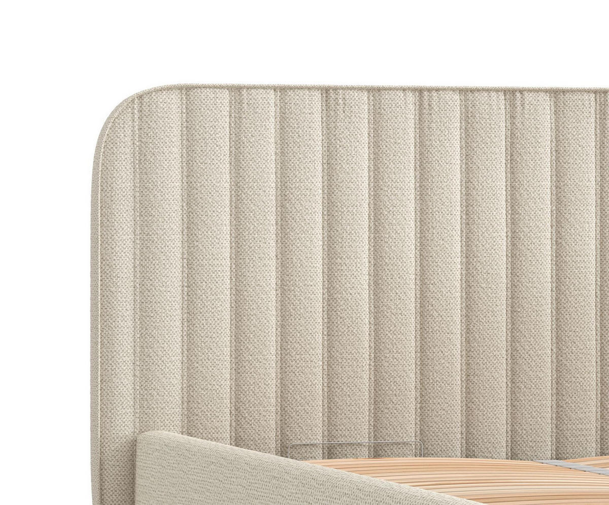 POLSTERBETT Noto Beige 120/200 cm im Chenille-Stoff - Beige/Naturfarben, Holz/Holzwerkstoff (120/200cm) - Maison de Reve