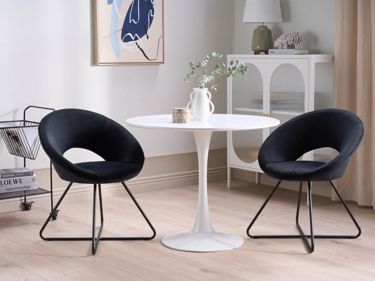 SESSEL Samtstoff Schwarz Rachel - Schwarz, Textil/Metall (65/77/57cm) - Beliani