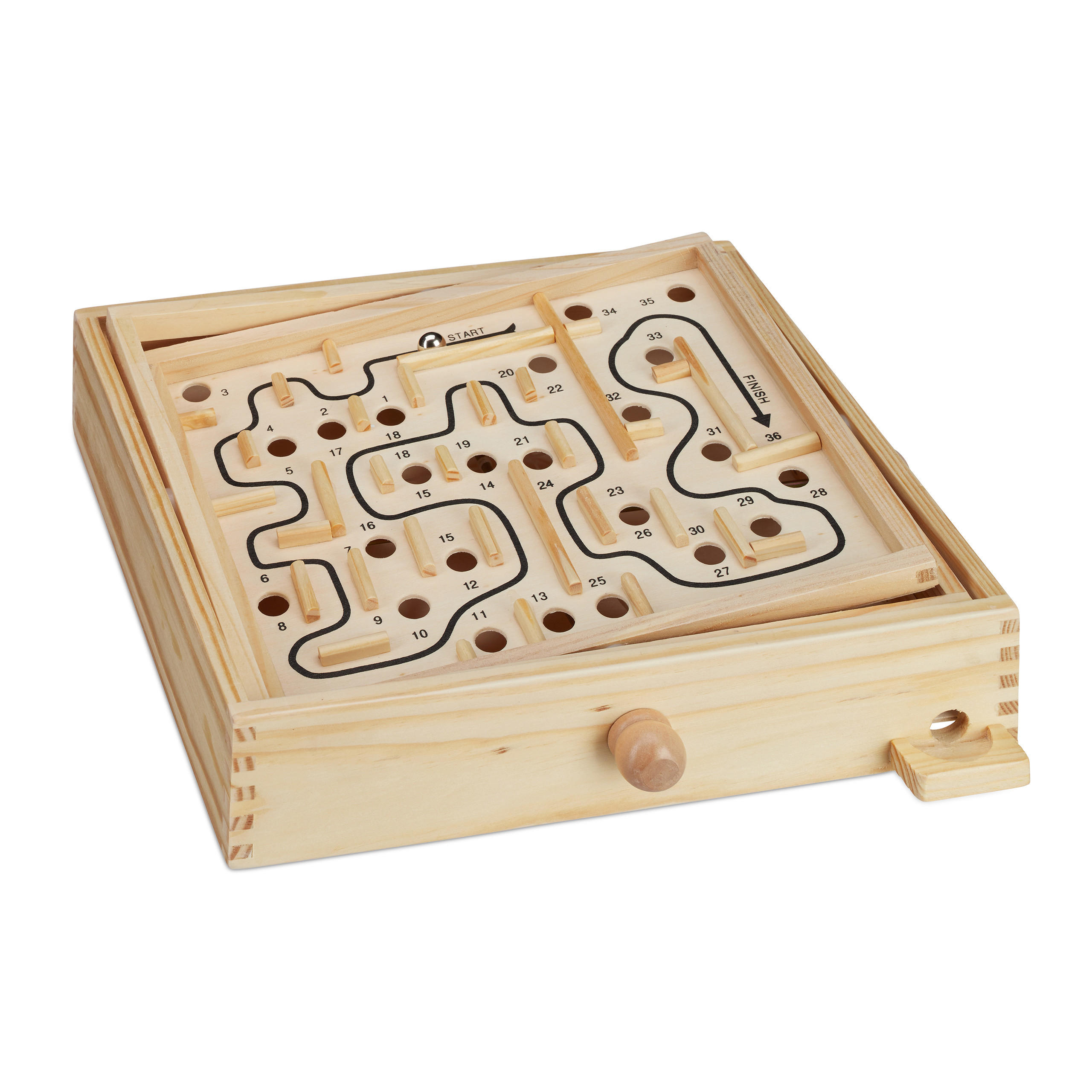 LABYRINTH Spiel - Hellbraun, Holz/Metall (27.5/24.5cm) - Relaxdays