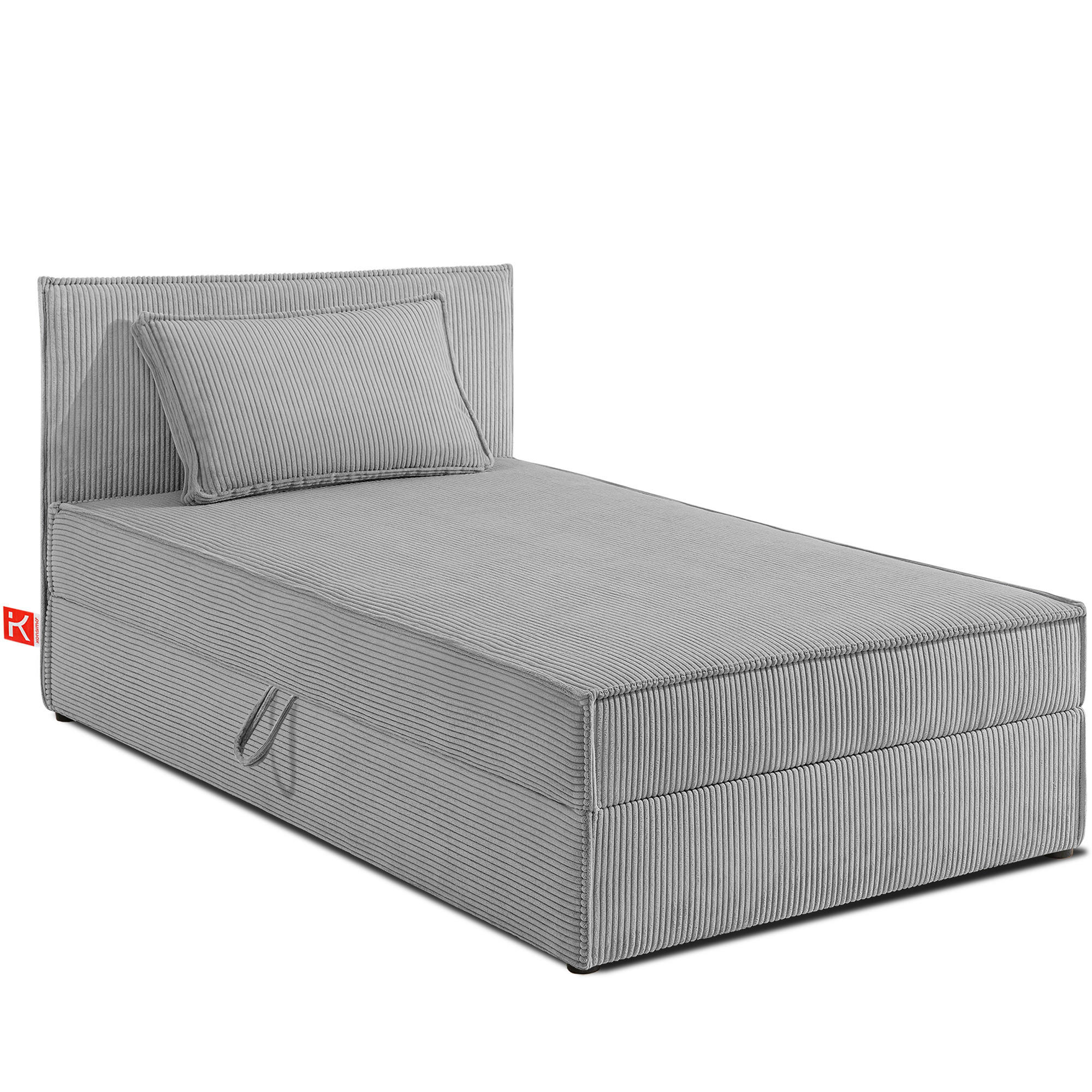 BOXSPRINGBETT ROTI Einzelbett, hellgrau - Hellgrau/Schwarz, Holz/Holzwerkstoff (100/200cm) - KONSIMO®