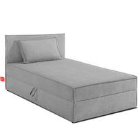 BOXSPRINGBETT ROTI Einzelbett, hellgrau - Hellgrau/Schwarz, Holz/Holzwerkstoff (100/200cm) - KONSIMO®