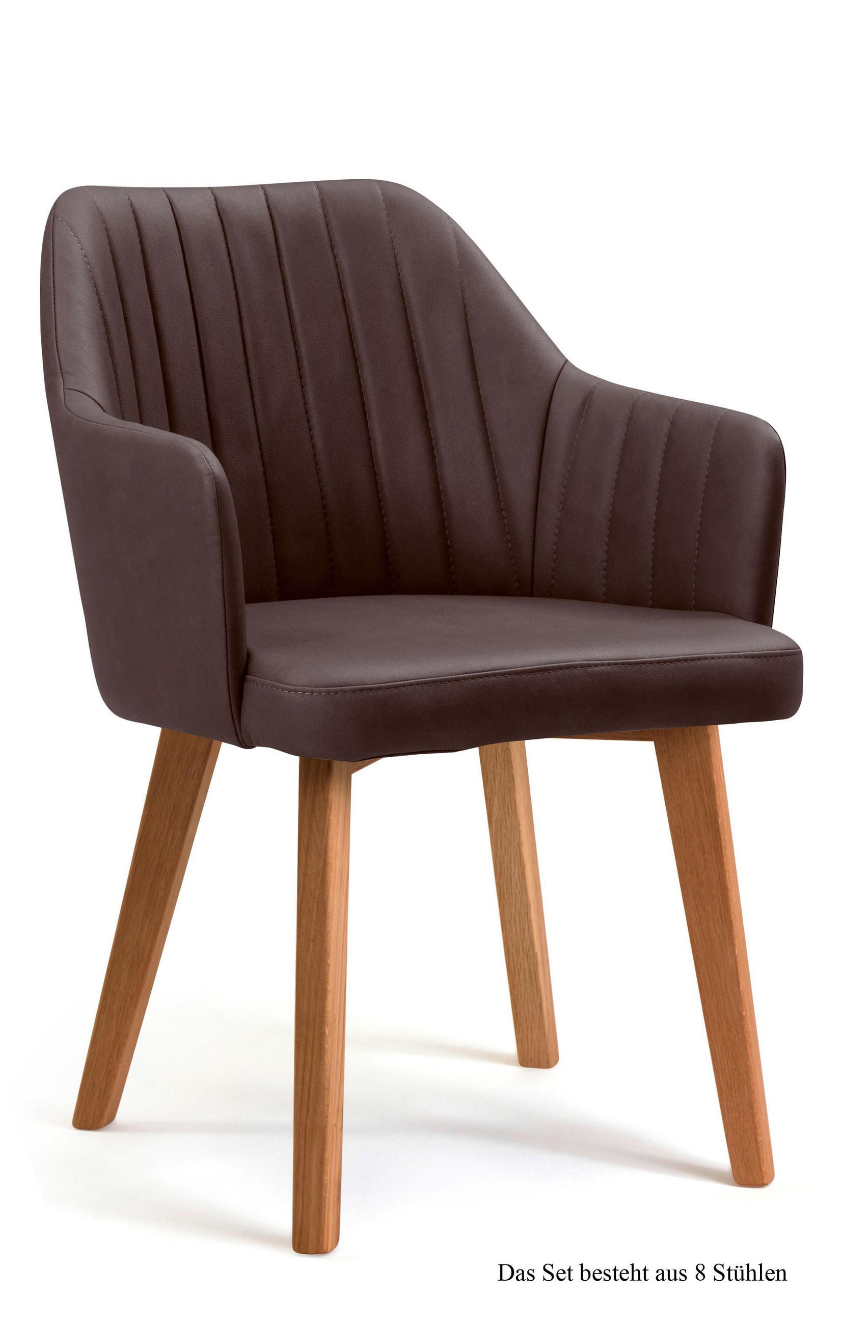 ARMLEHNSTUHL (8er-Set) Dasi 58x81x60 Eiche geölt/Braun - Eichefarben/Braun, Kunststoff (60/81/58cm) - 58aufmkessel