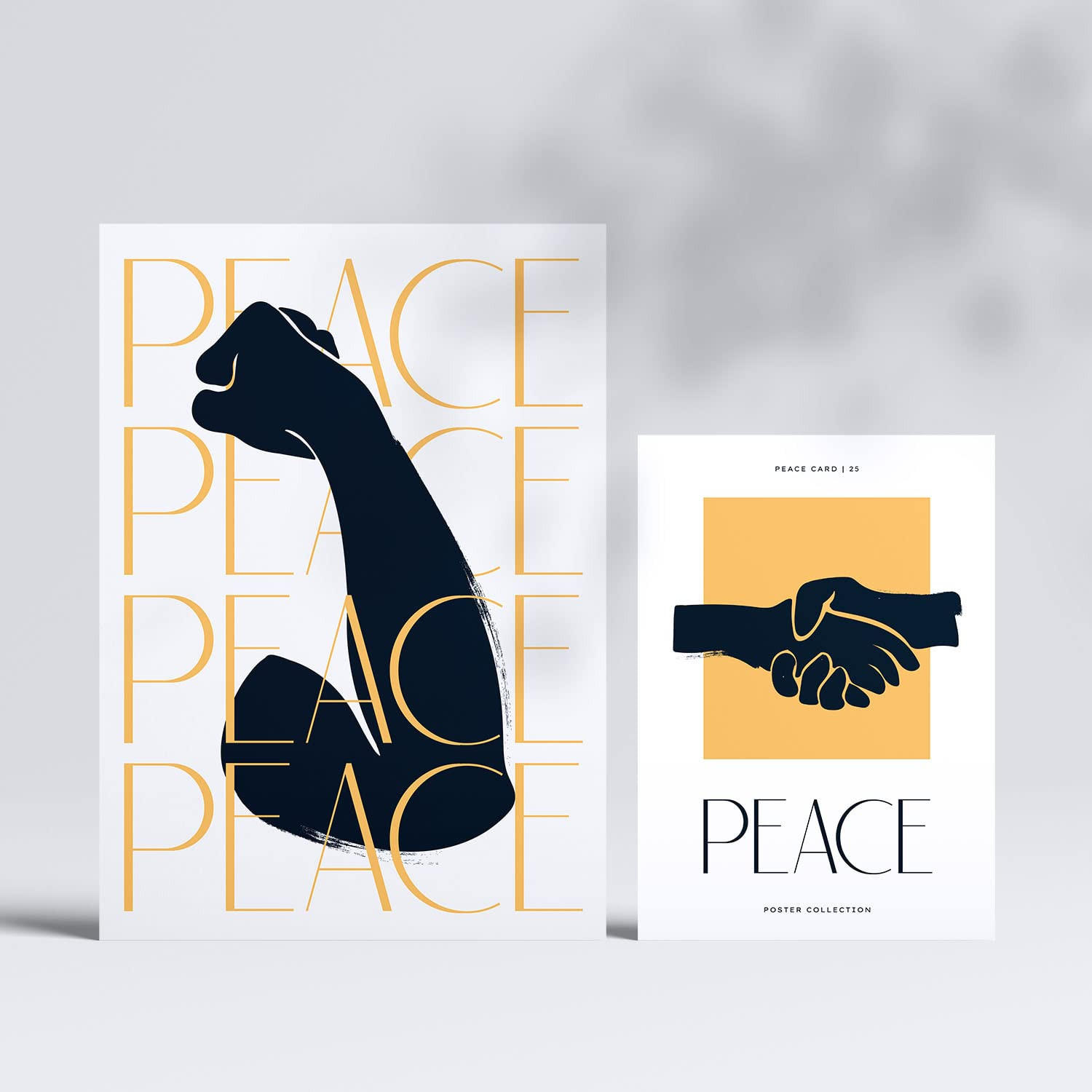 POSTER Set Mit 6 In Schwarzer Tinte Frieden Und Kraft A3 & A4 Rahmenlos - Klar, Papier (29/3cm) - Nacnic