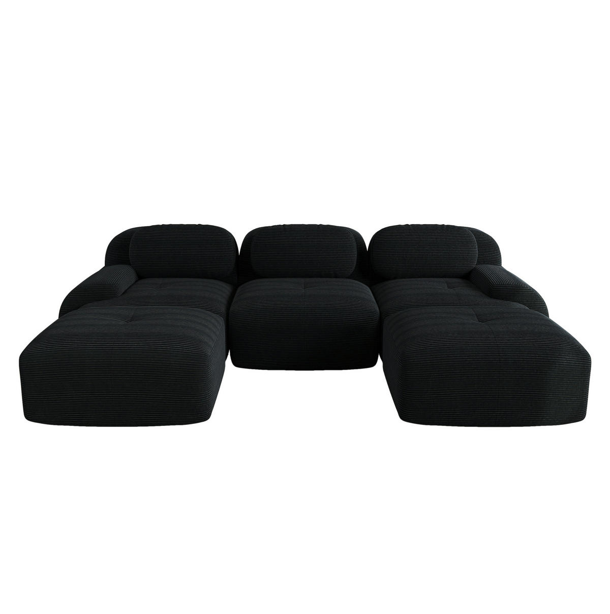 ECKSOFA 298/178/70 cm schwarz aus Cordstoff modular, rahmenlos und montagefrei - Schwarz, Textil (178/298cm) - OKWISH