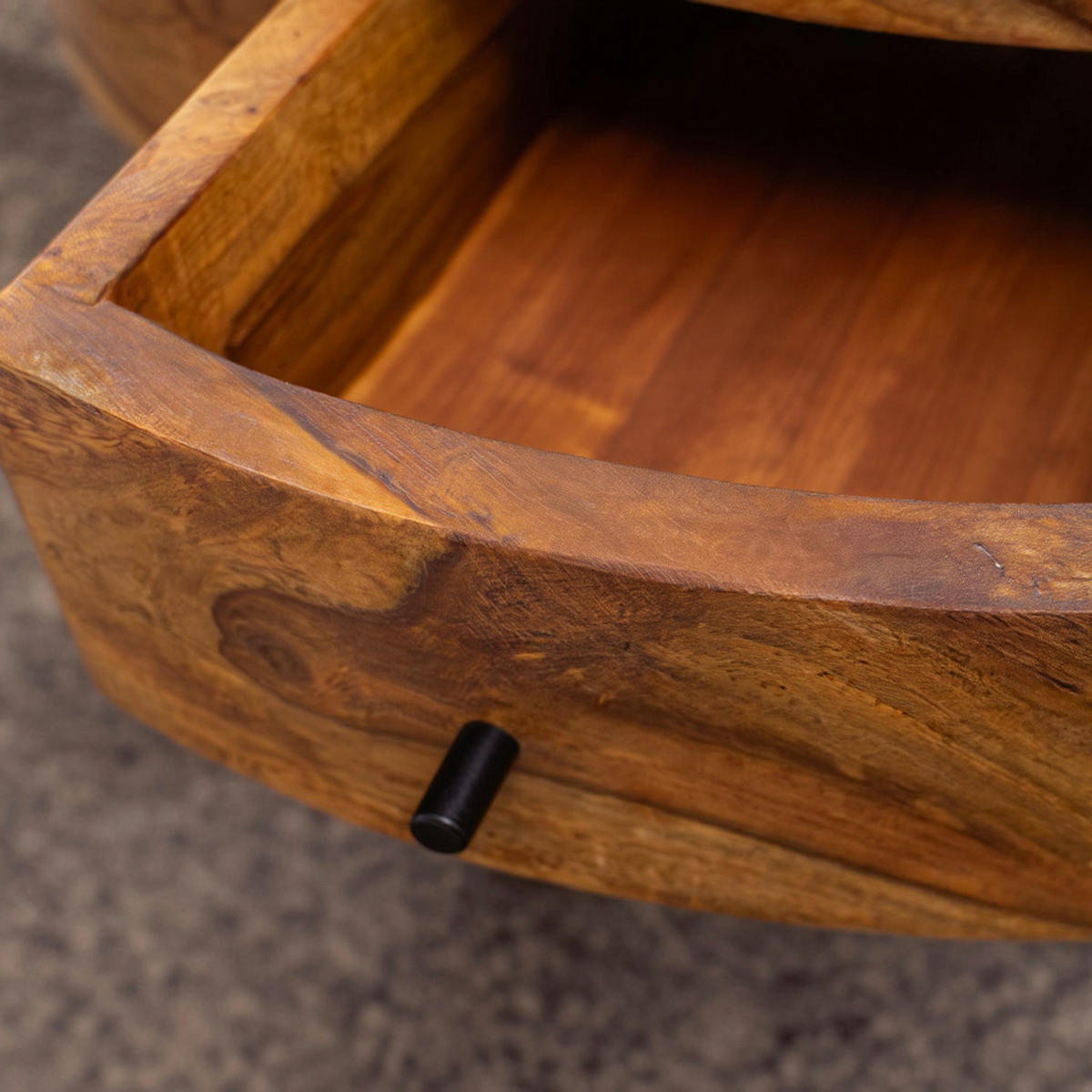 COUCHTISCH Sheesham-Massivholz Schwarz, Metallbeine, Handgefertigt, Mit Schubladen - Schwarz/Braun, Holz/Metall (60/60/44cm) - KADIMA DESIGN