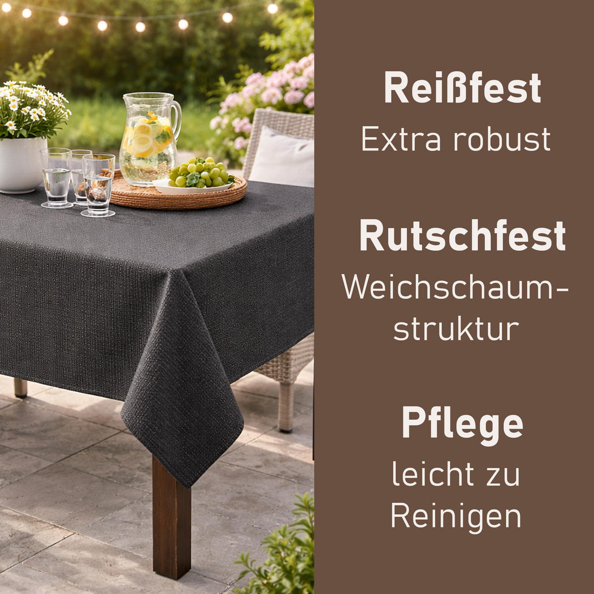 TISCHDECKE Garten Weichschaum 110x140cm - Anthrazit - Anthrazit, Kunststoff (140/110cm) - Bestlivings