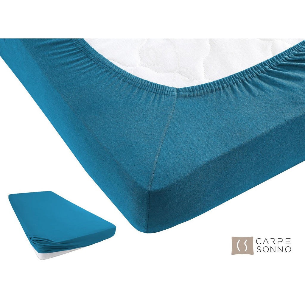 Thumbnail - Carpe Sonno Spannbettlaken, Petrol, Textil, Uni, Füllung: Baumwollfüllung, Rechteckig, 120x200 cm, Oeko-Tex® Made IN Gre...