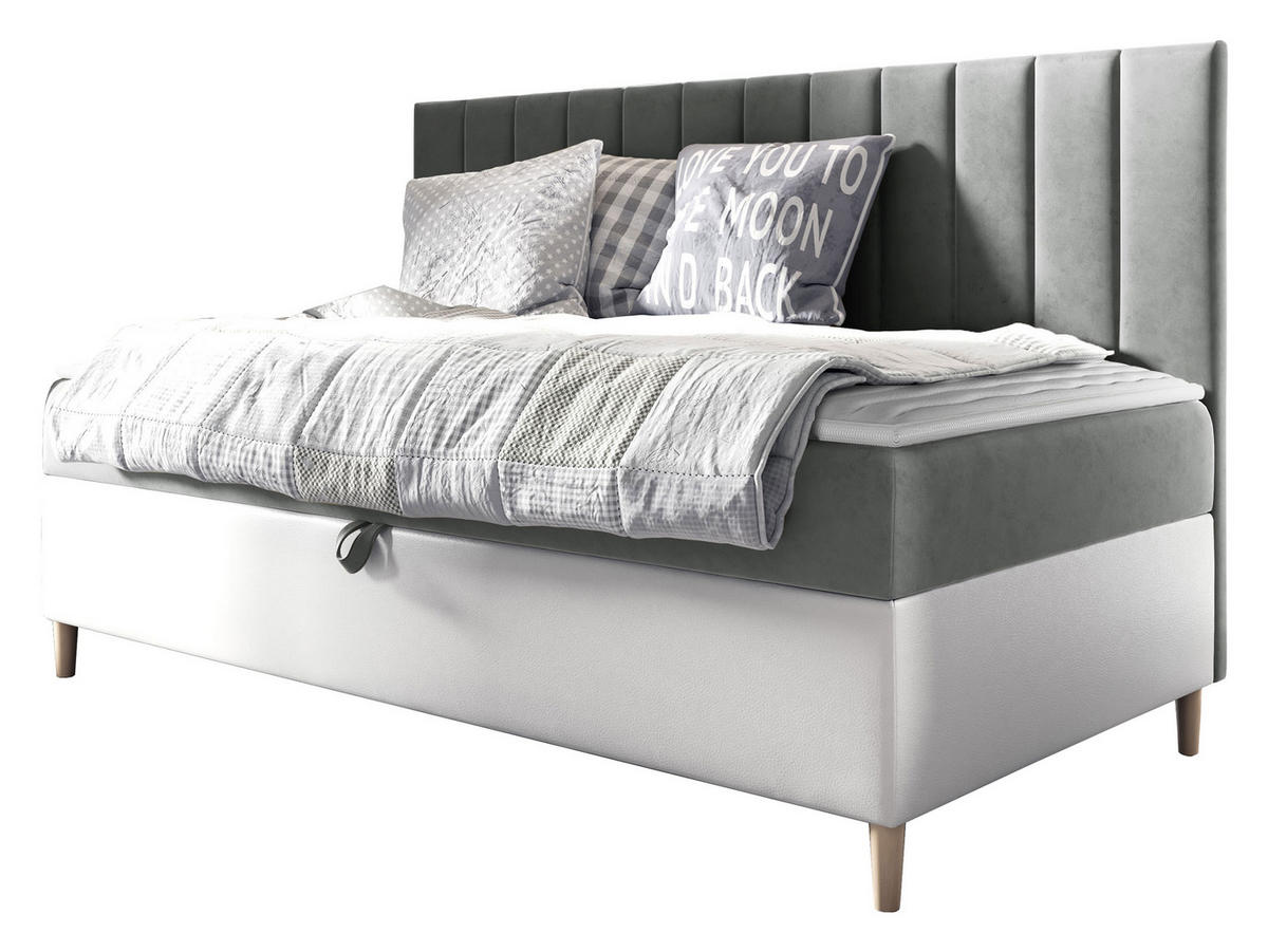BOXBETT Maja Junior 2 - Weiß/Grau, Holz (90/200cm) - MIRJAN24